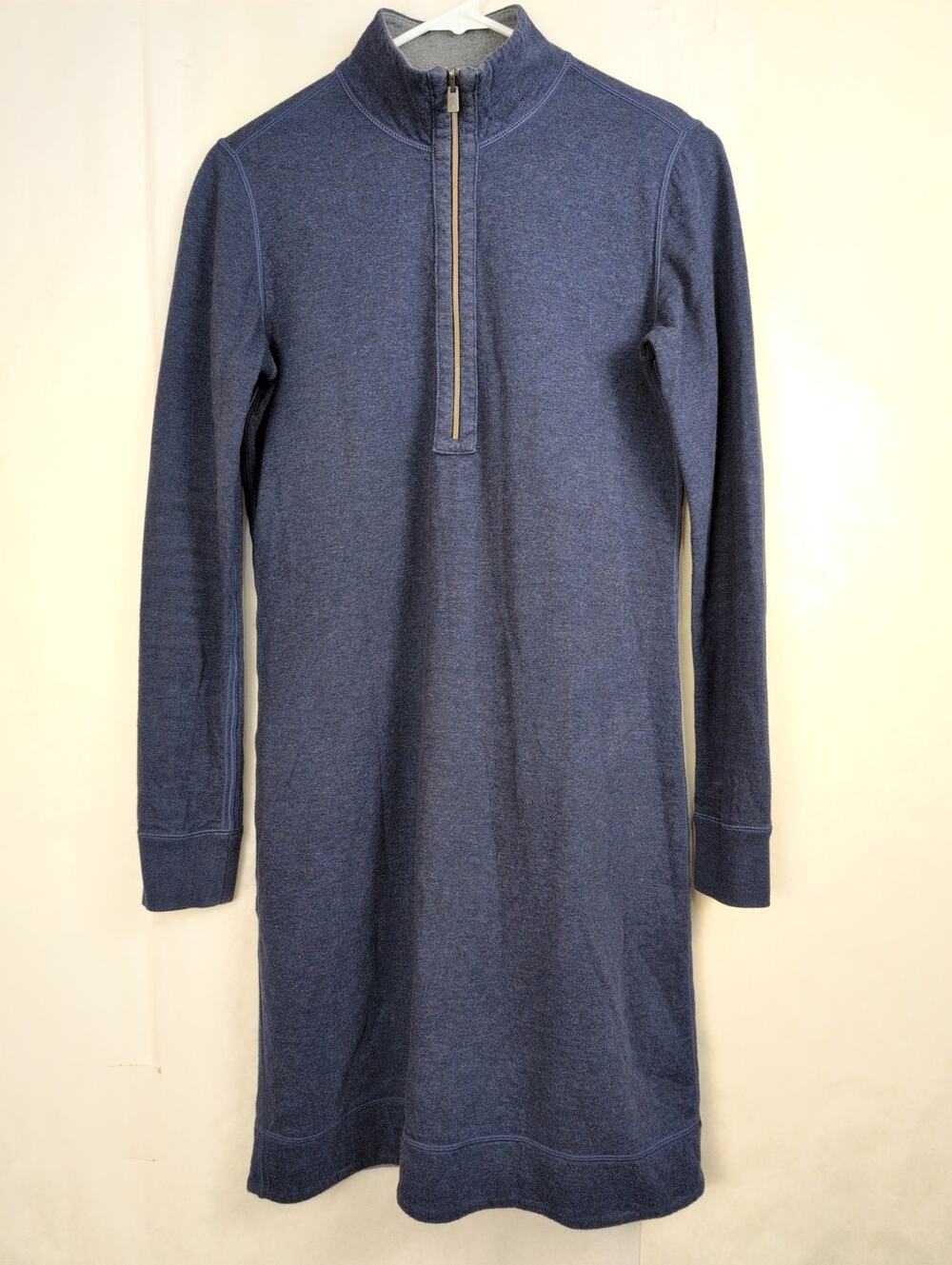 Tommy Bahama navy gray reversible quarter zip sweatshirt dress Size M Minimal